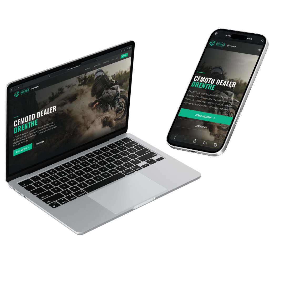 Websiteontwerp getoond op een laptop en telefoon