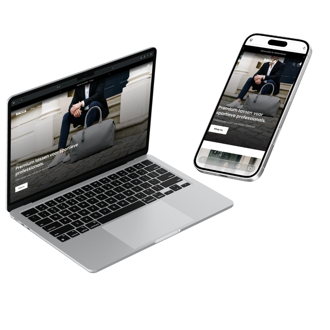 Websiteontwerp getoond op een laptop en telefoon
